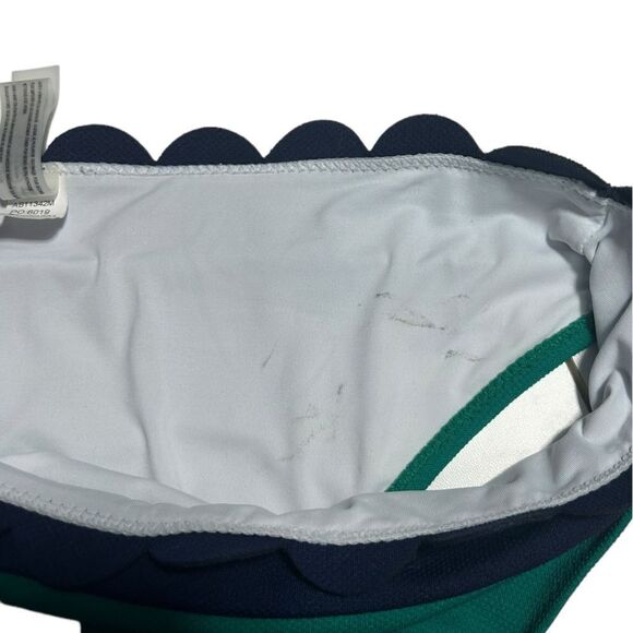 Cupshe Green Bikini Navy Blue Scalloped Trim Padded Triangle Top Size Medium - Picture 13 of 13